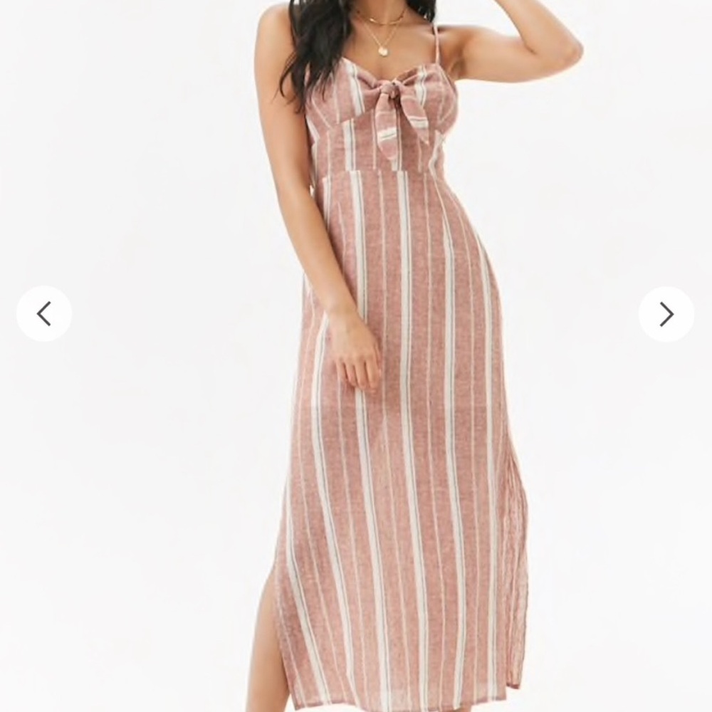 Forever 21 Front Cutout Tie Front Side Slits Cami Midi Dress Size S